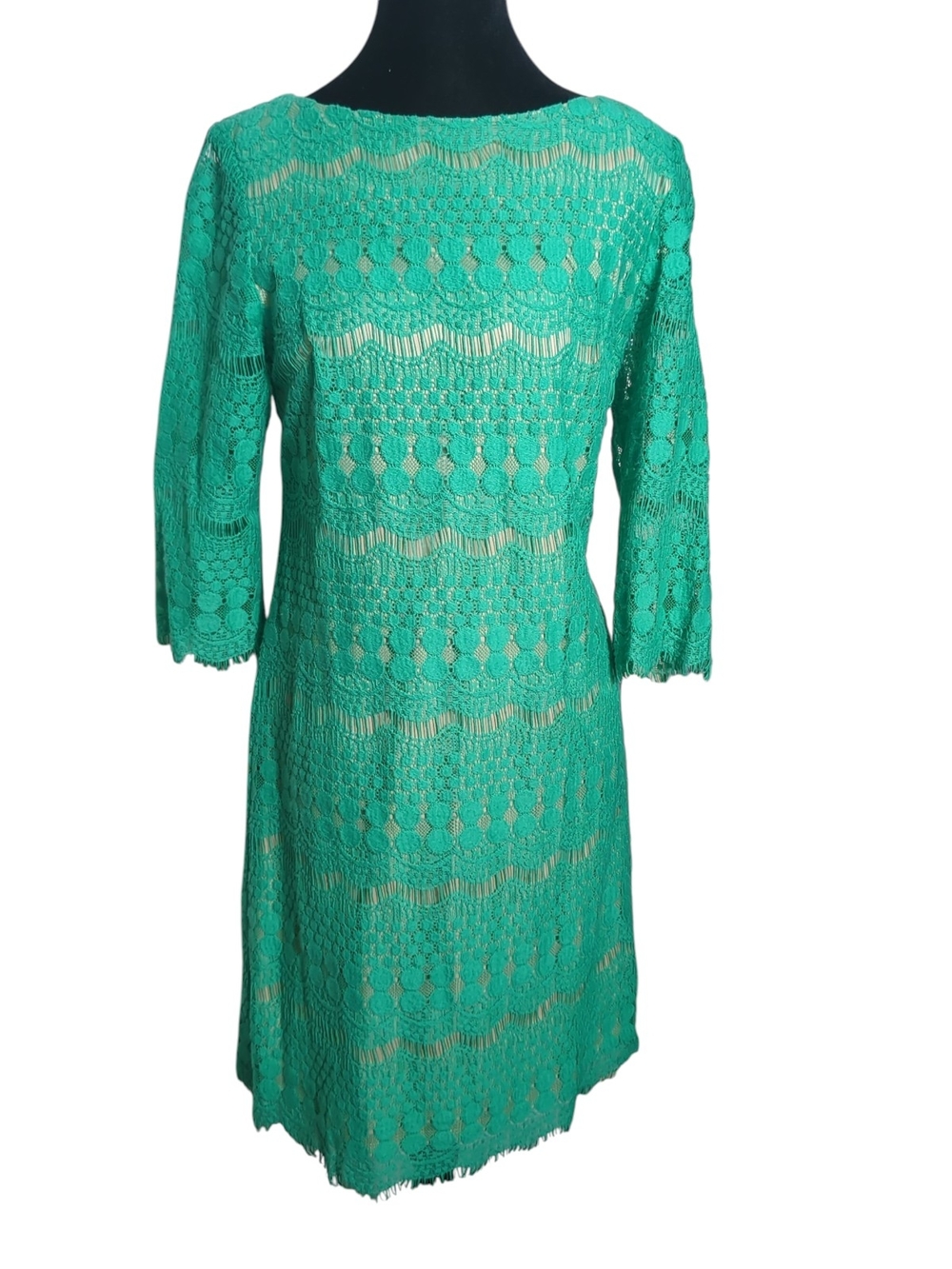 Jessica H Teal Lace Midi Cocktail Dress Size 8 Cottagecore Seaside Textured Luxe